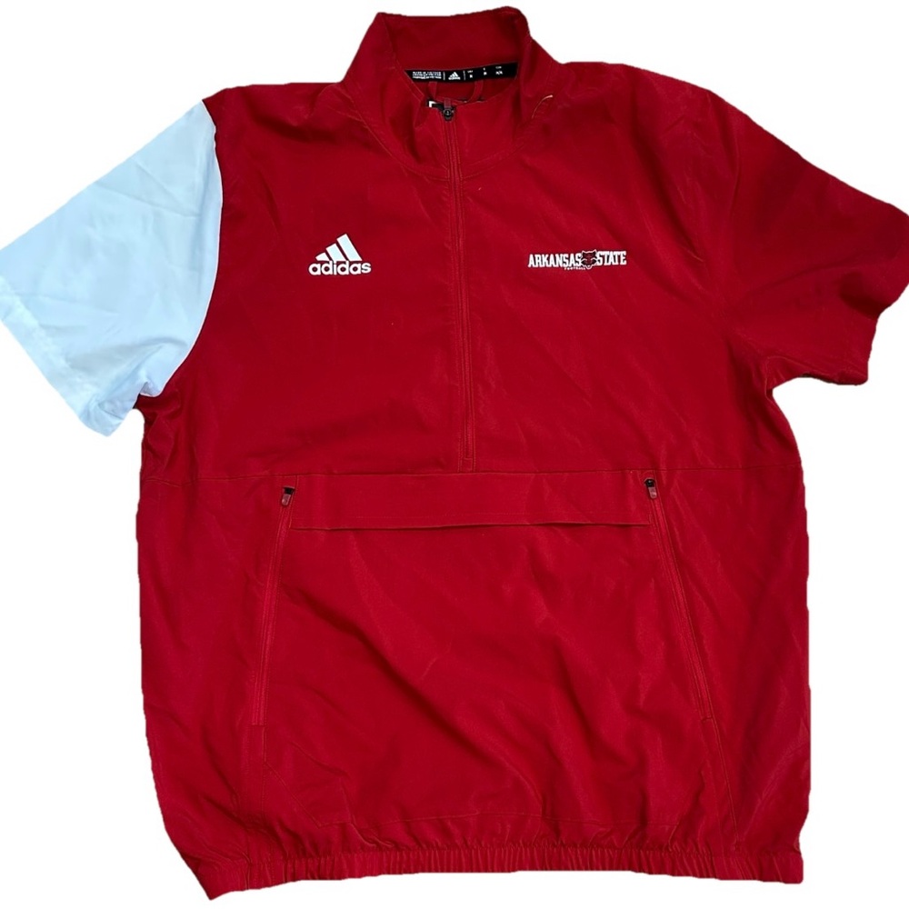Arkansas State Red Wolves Pullover Shirt Mens Medium Adidas Zip Up Logo NCAA